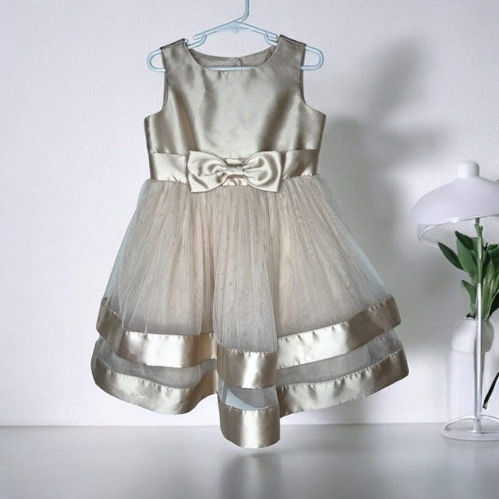 Speechless Girls Holiday Party Dress Sleeveless Satin Bow Accent Double Mesh 5